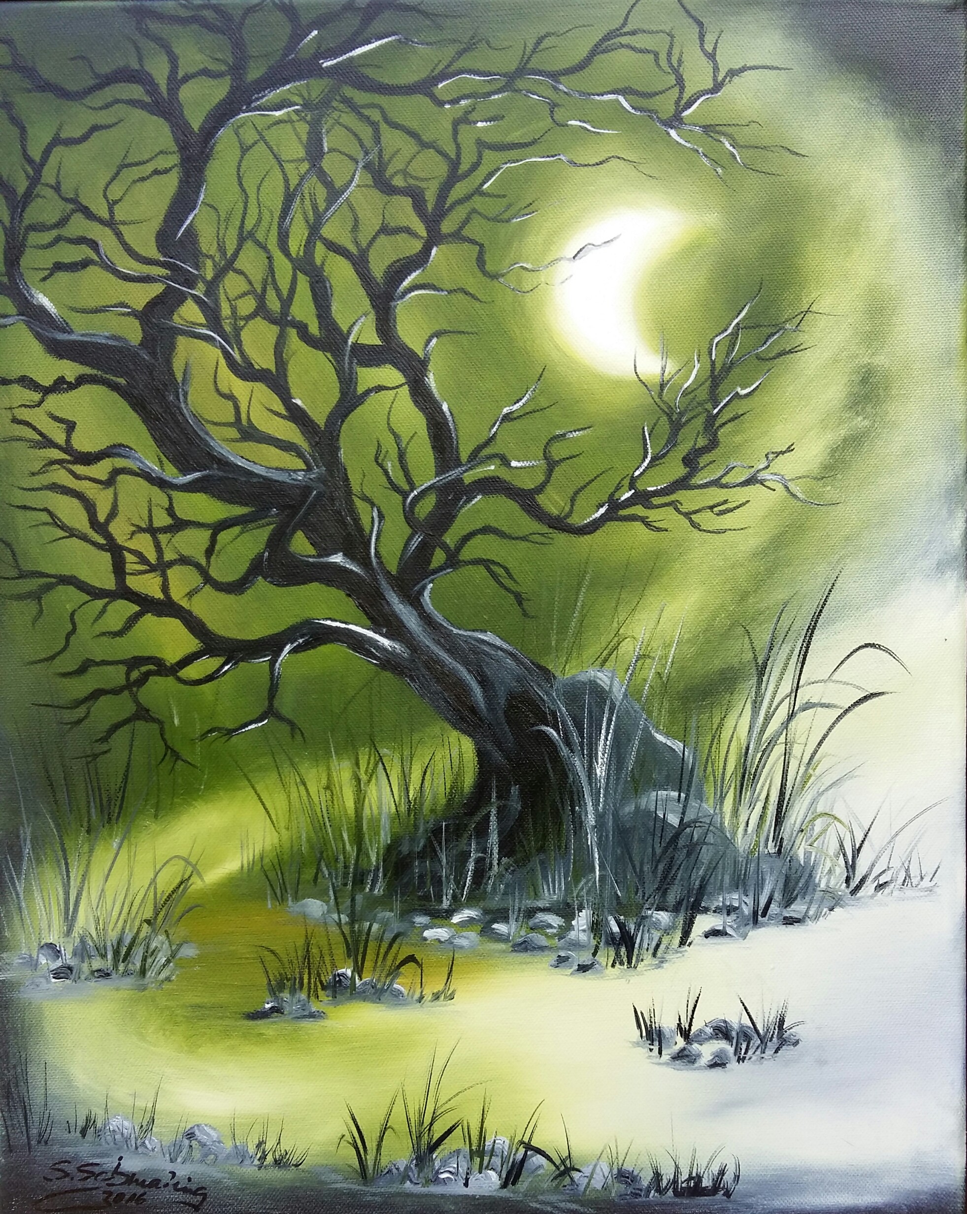 24 Traumzauberbaum 40x50 cm Öl auf Leinwand im Rahmen