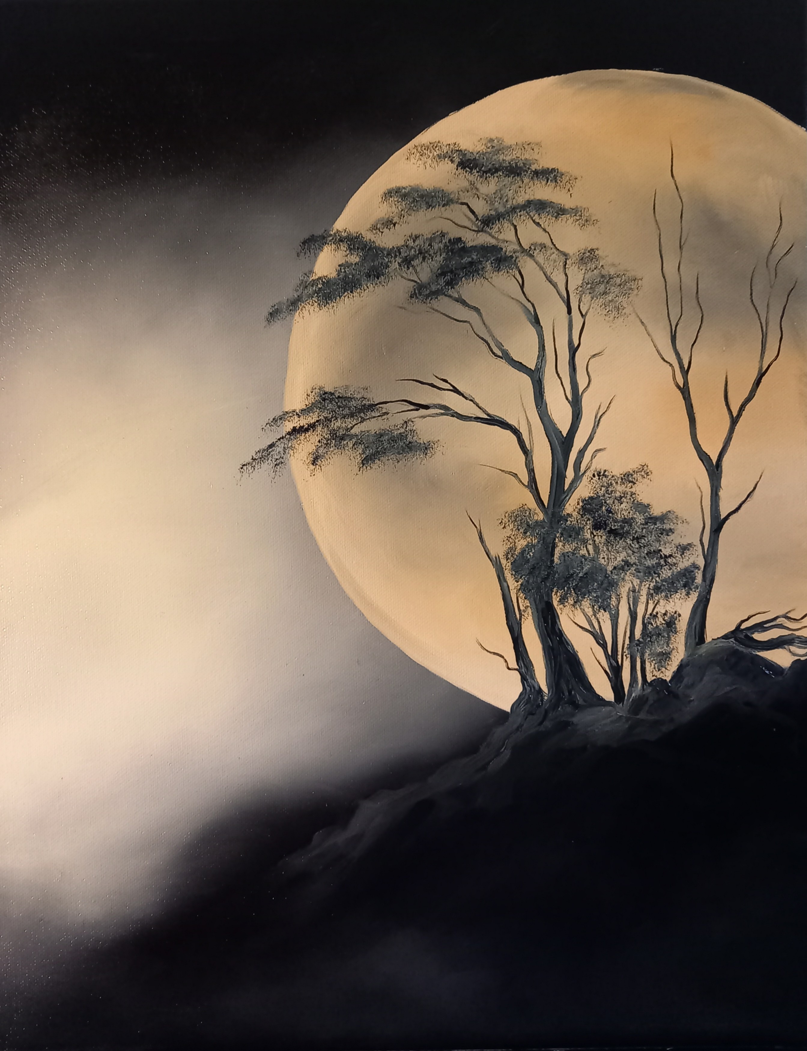 85 Vollmond 40x50 cm Öl auf Leinwand mit Rahmen