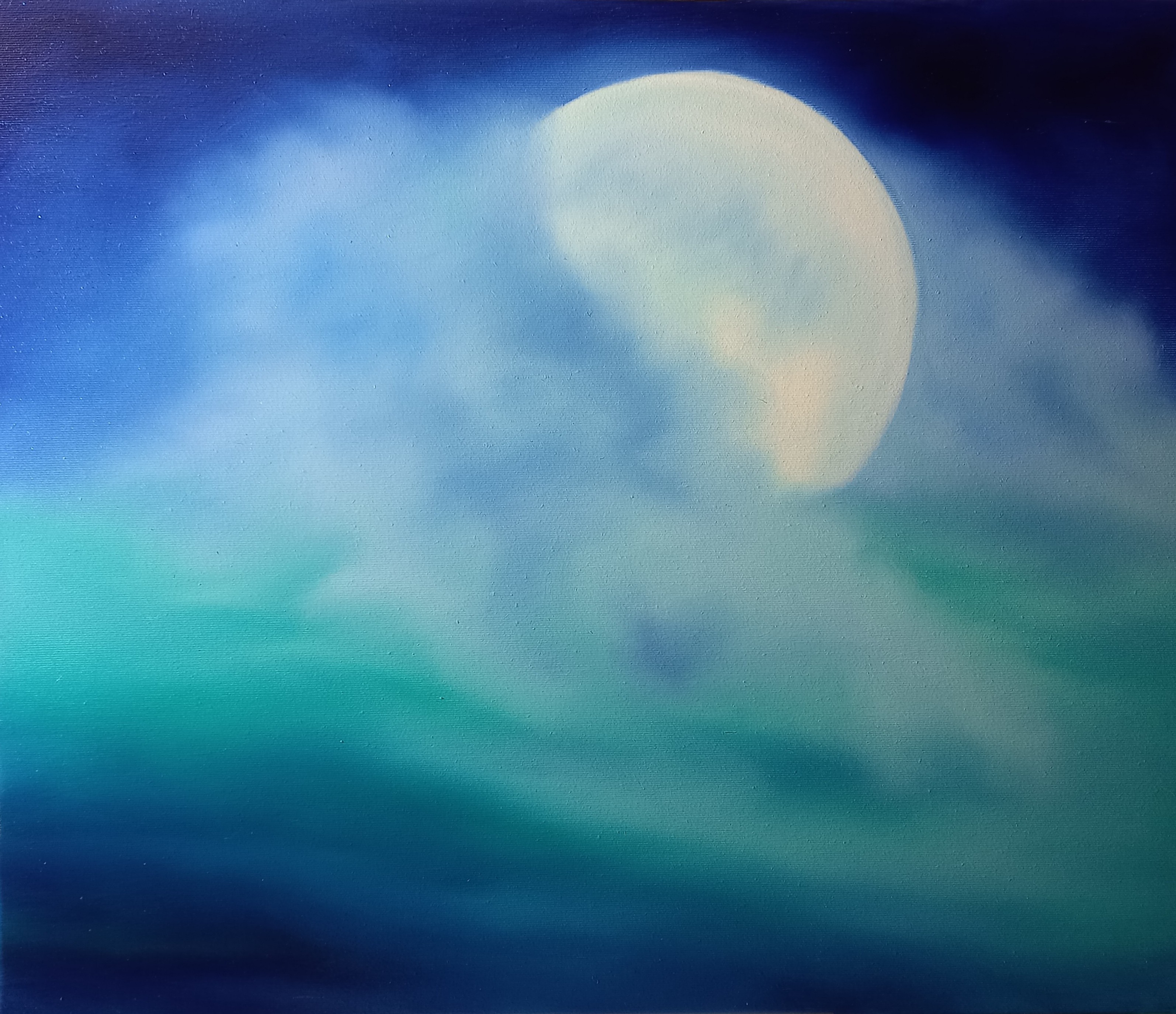 8E Nebelmond 50x60 cm Öl auf Leinwand