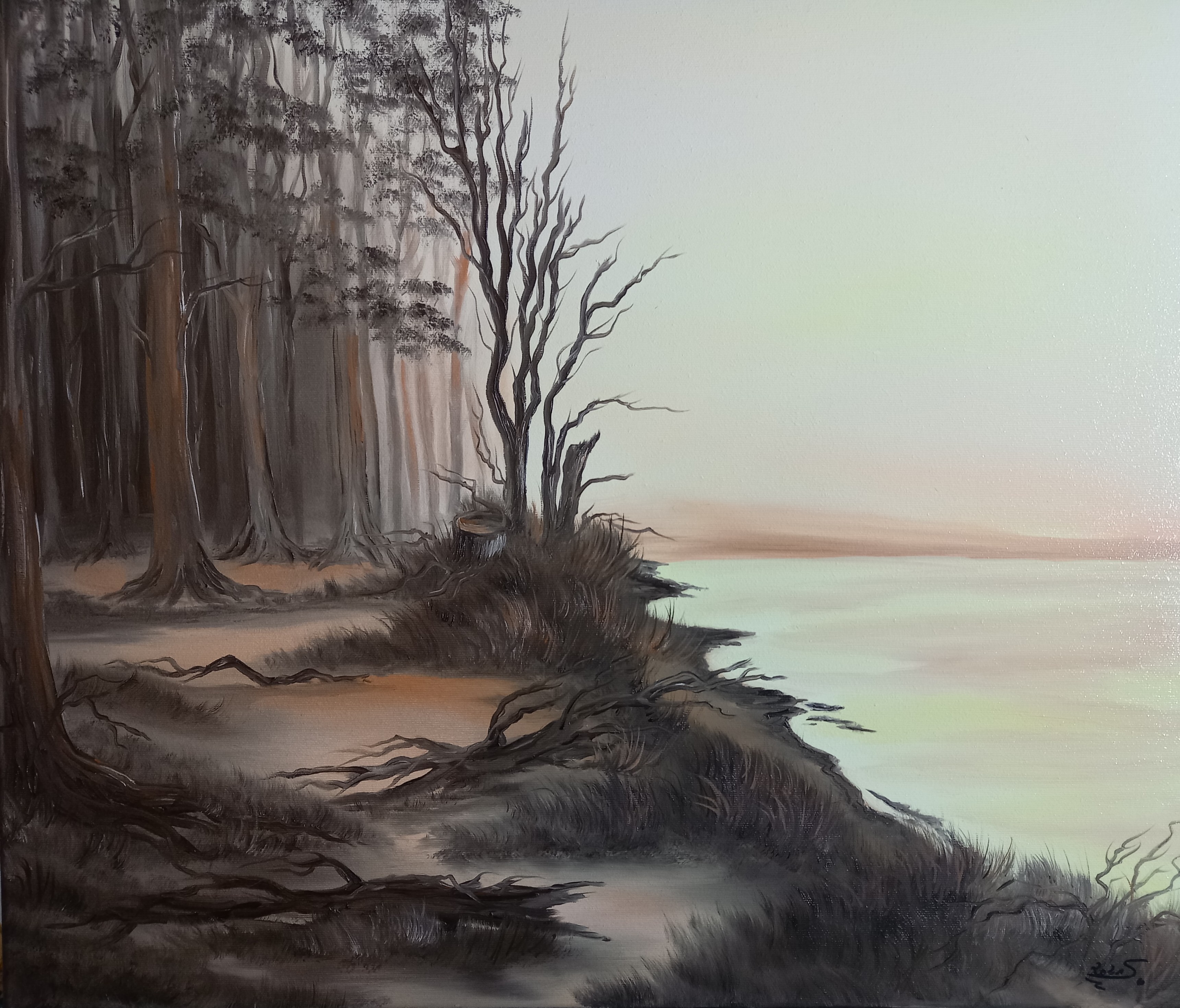 121 Gespensterwald am Abend 50x60 cm Öl auf Leinwand