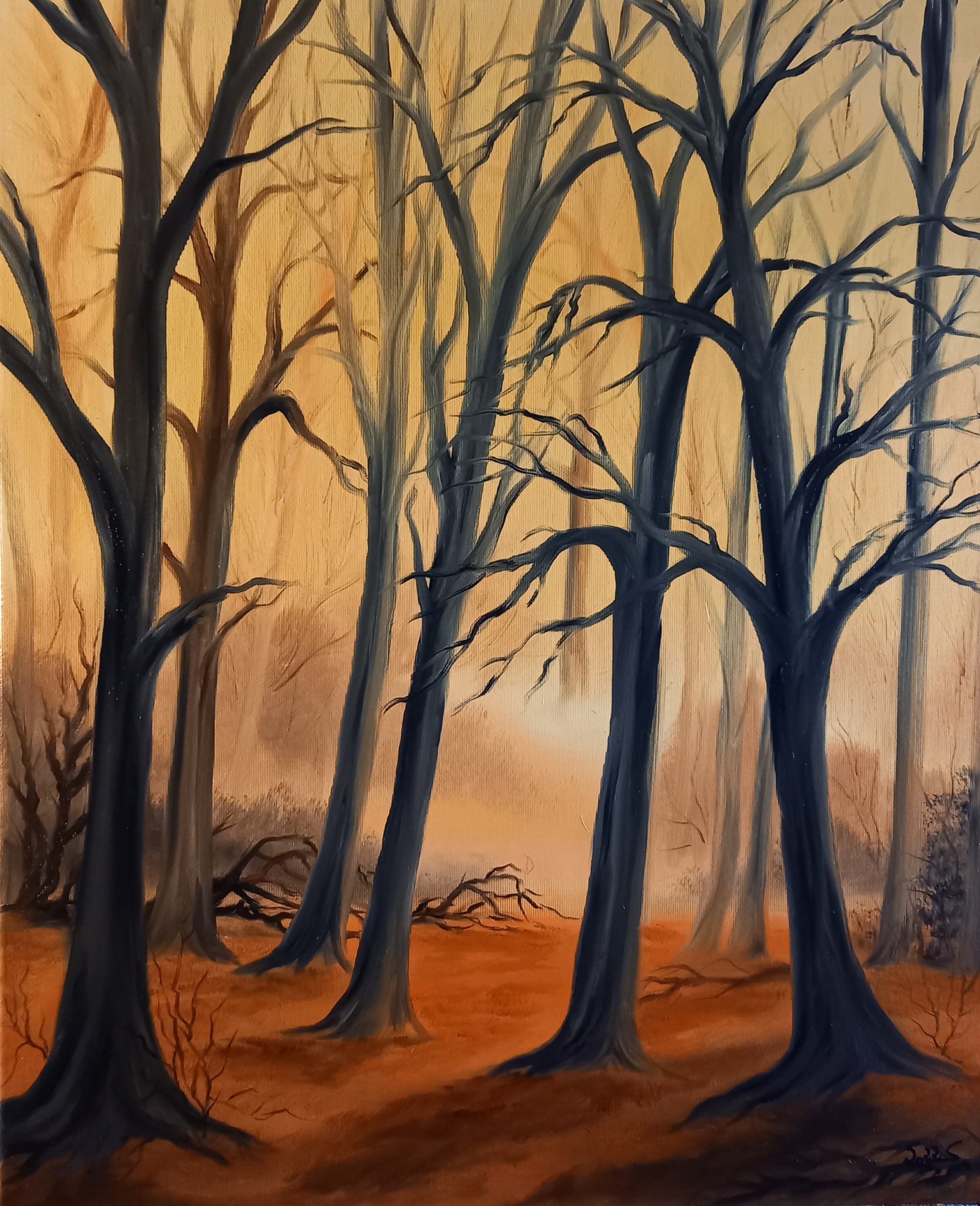 141 Wald (terra) 50x60 cm Öl auf Leinwand mit Rahmen