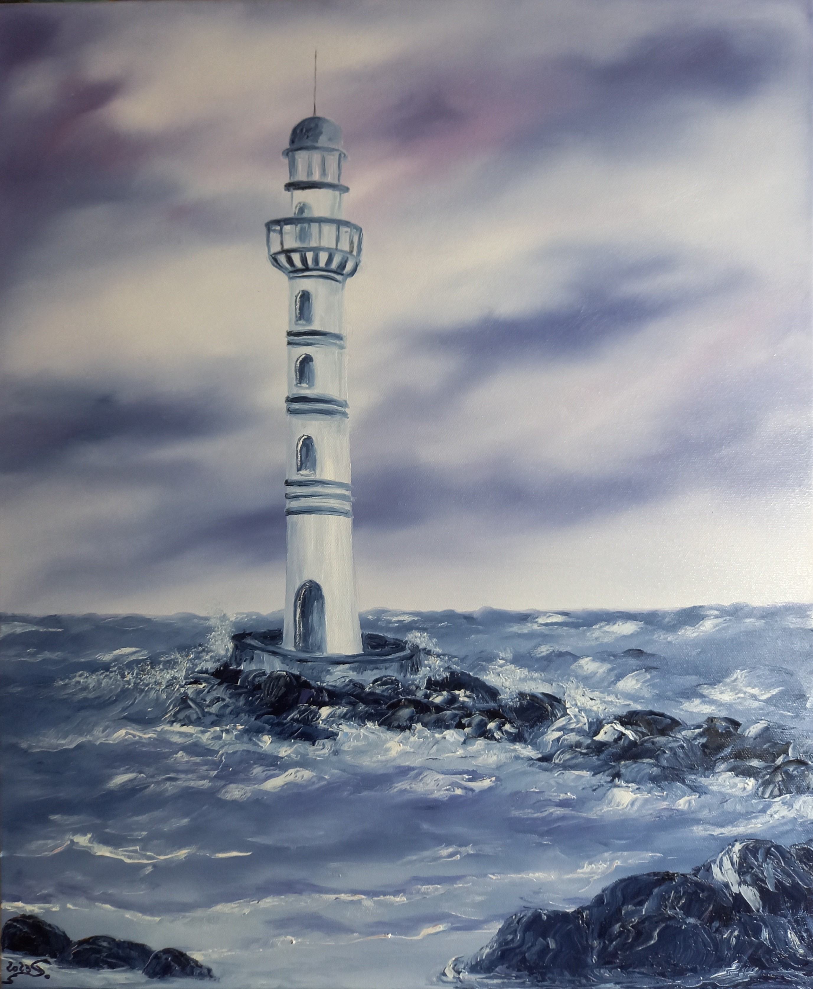 181 Leuchtturm am Meer 50x60 cm Öl auf Leinwand