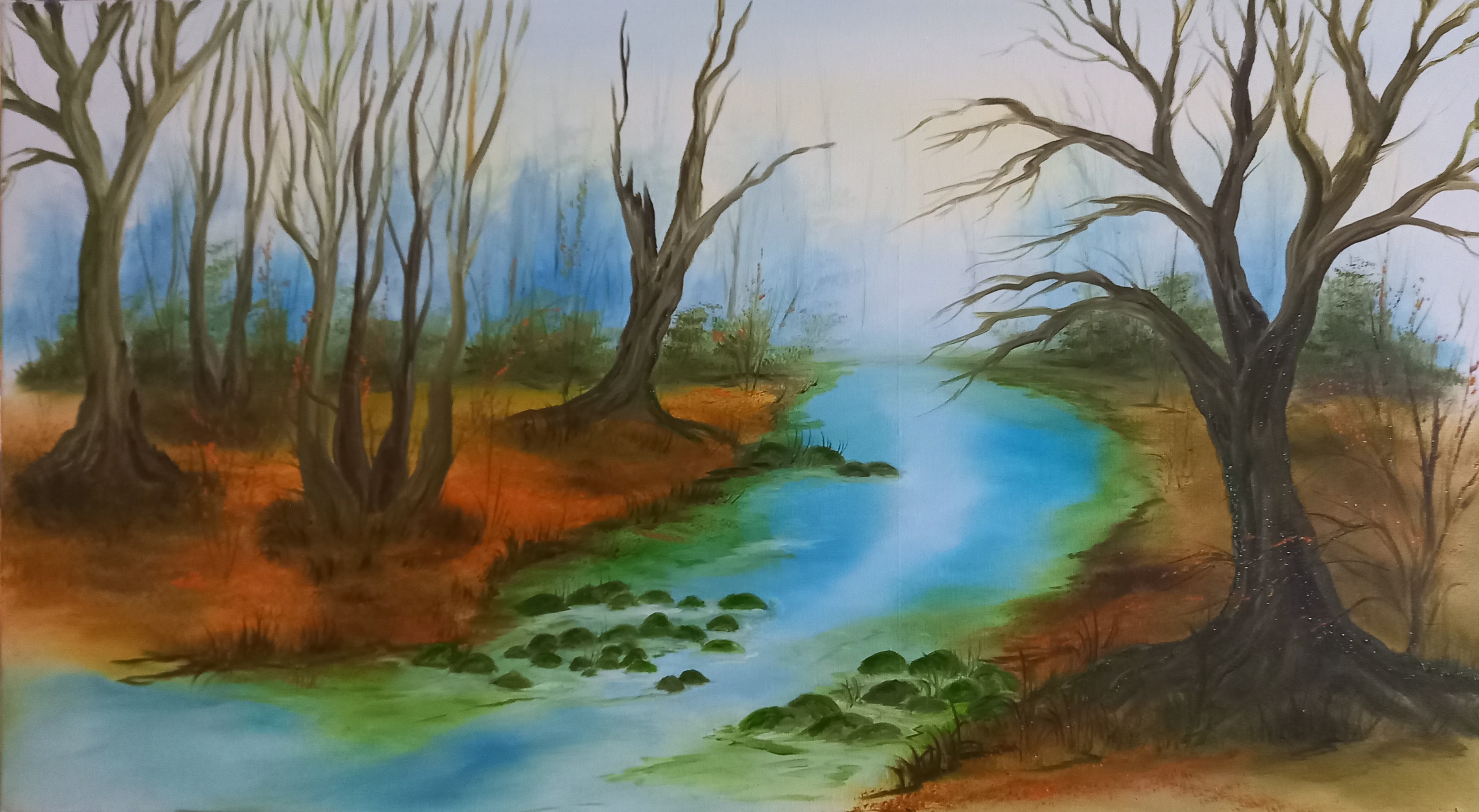 17G Herbstliches 50x90 cm Öl auf Leinwand