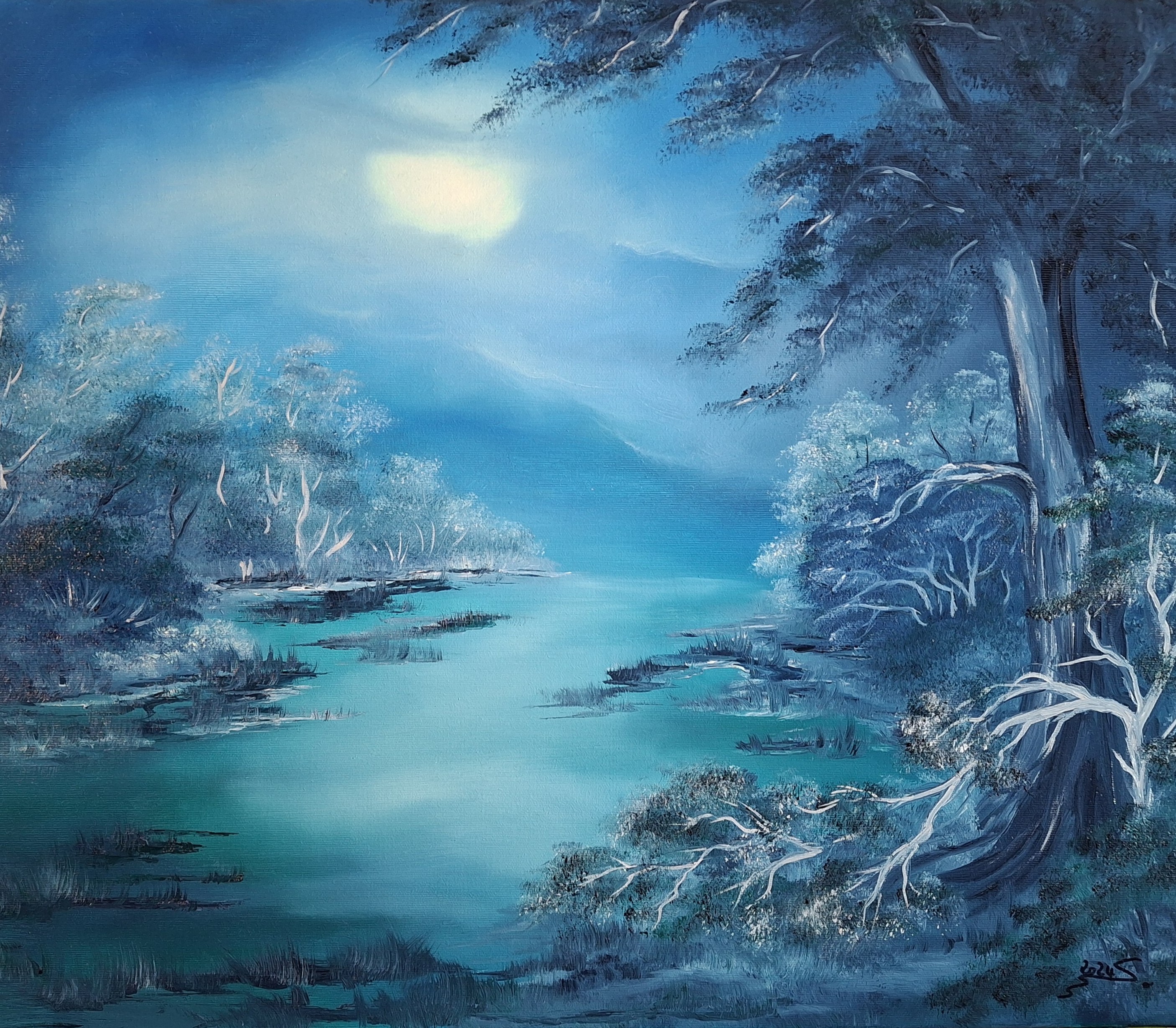 172 Mondnacht 50x60 cm Öl auf Leinwand