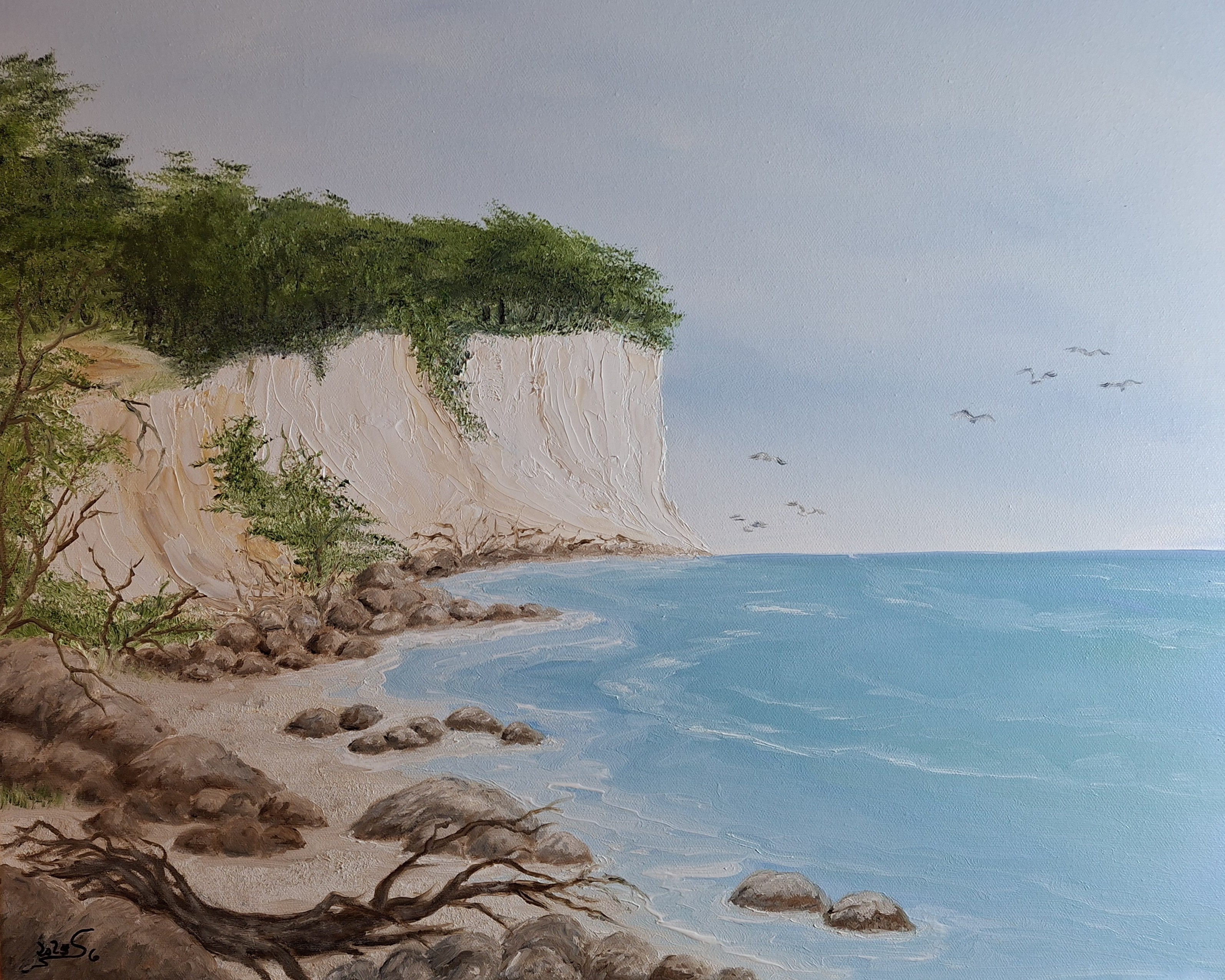 187 Kreidefelsen Rügen 50x60 cm Öl auf Leinwand