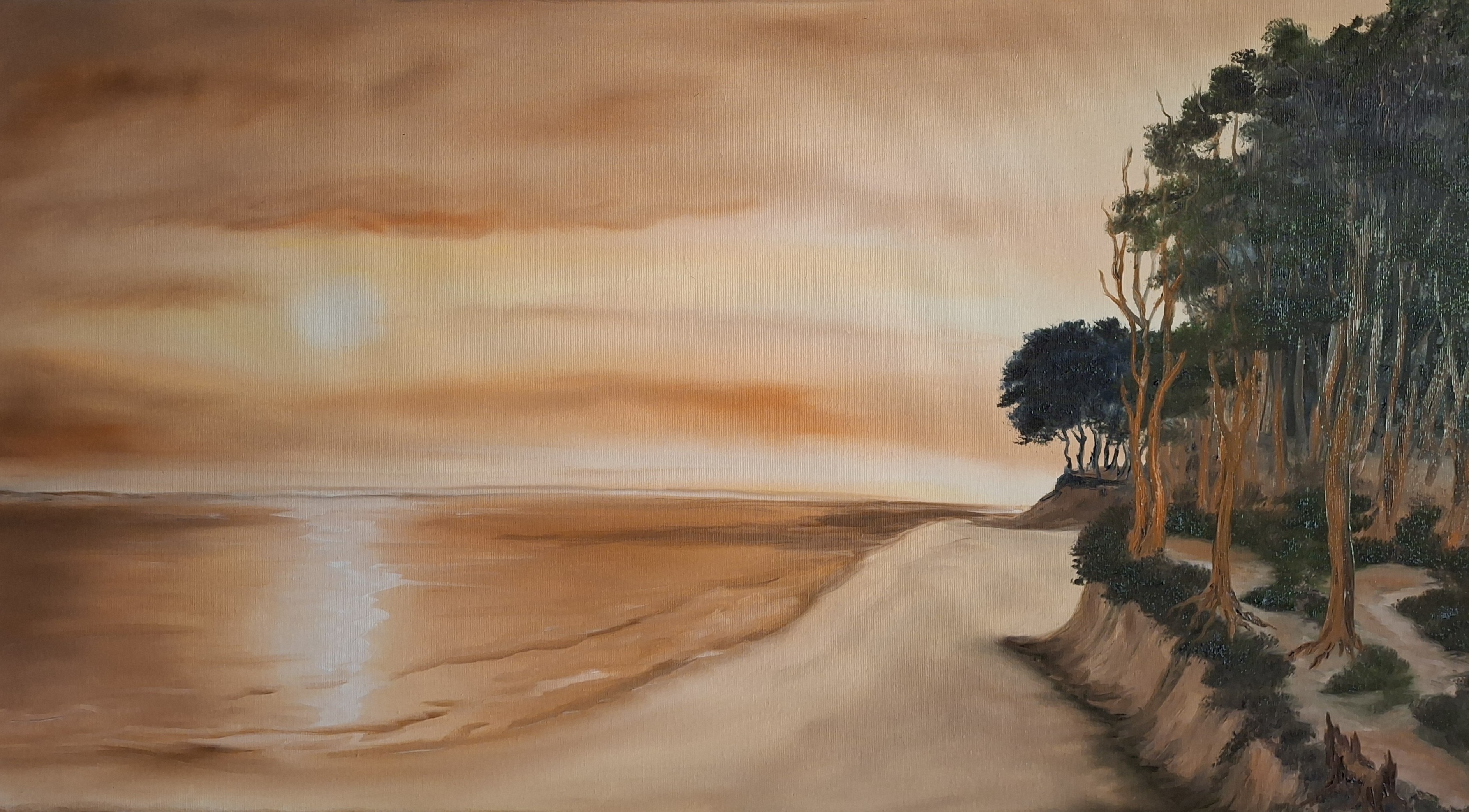 27G Abend am Gespensterwald 50x90 cm Öl auf Leinwand