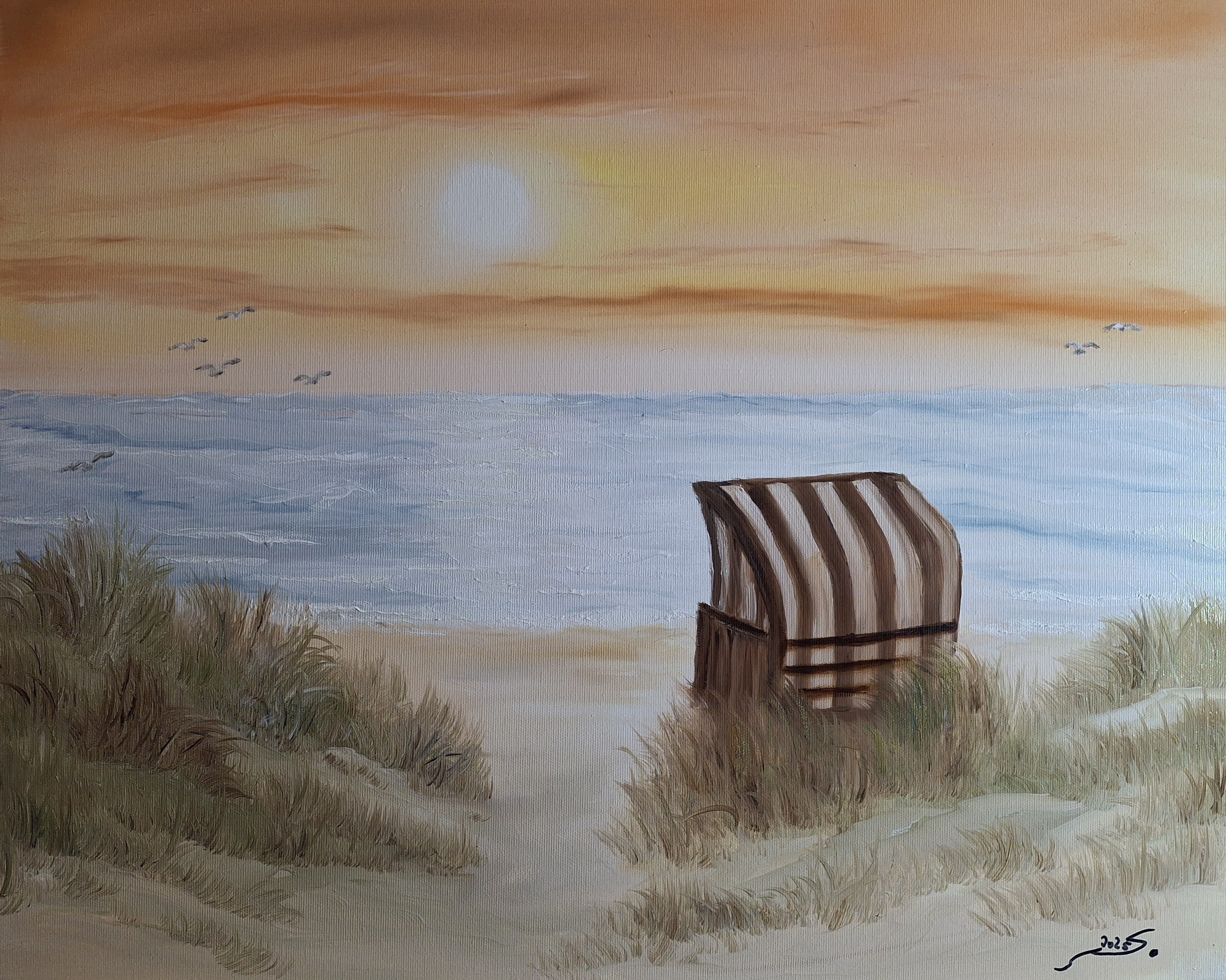 194 Strandkorbzeit 50x60 cm Öl auf Leinwand