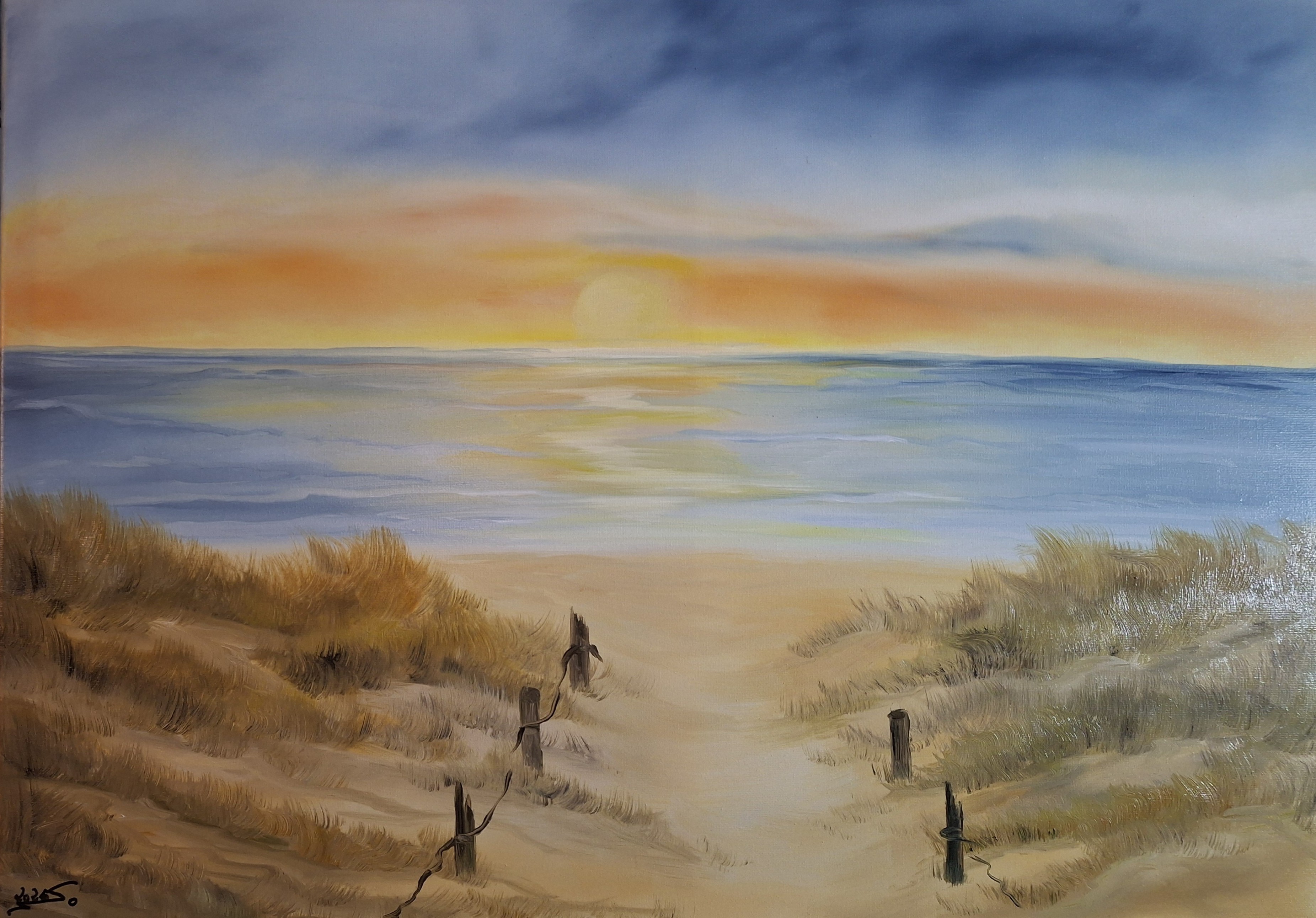 196 Ostseestrandweg 50x60 cm Öl auf Leinwand